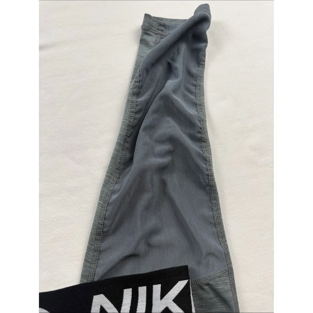 Nike Pro Dri-FIT Kids Grey Heathered Mesh Panel Athletic Leggings Size M